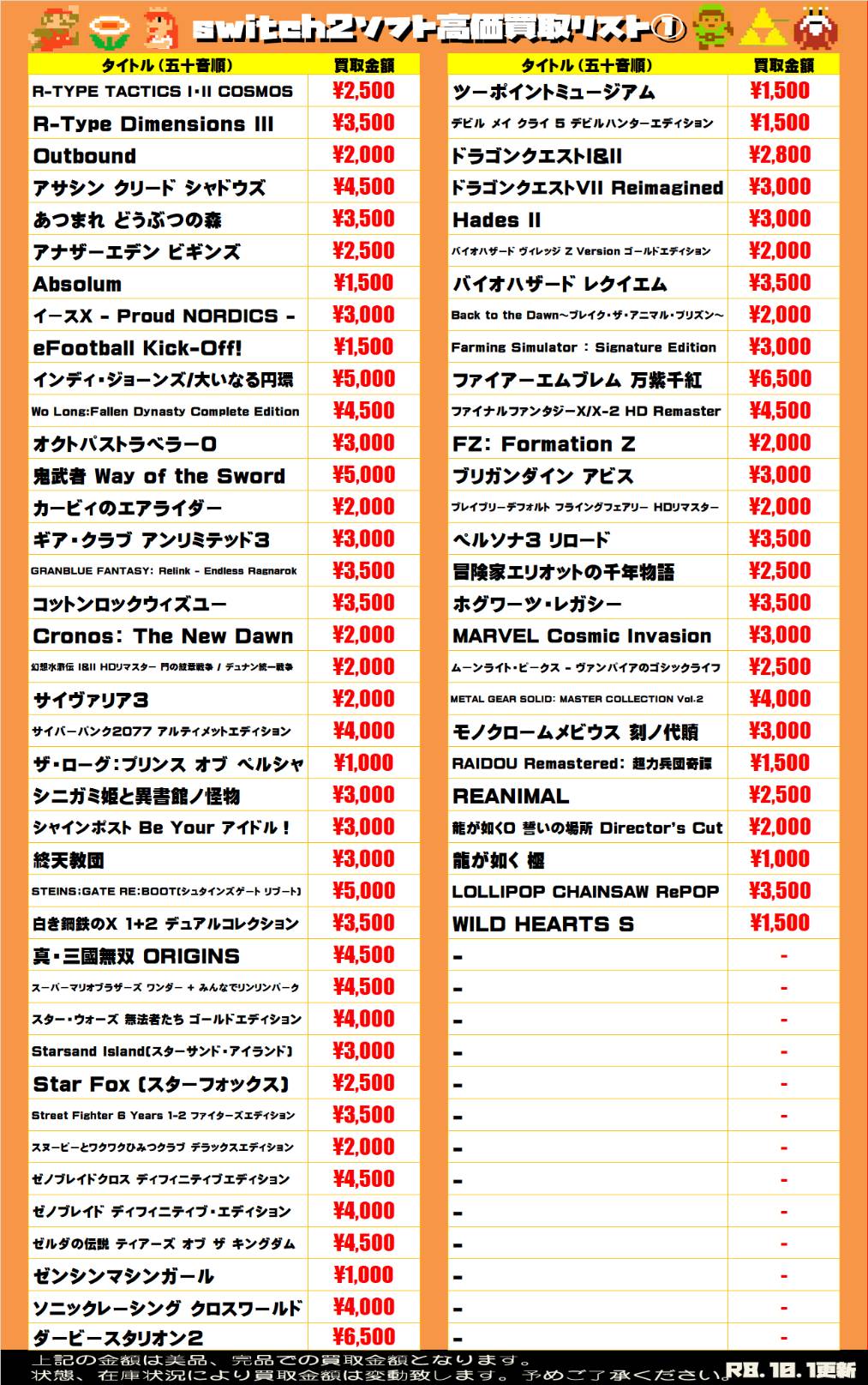任天堂系ゲームソフト WEBチラシ - 万代書店 川越店