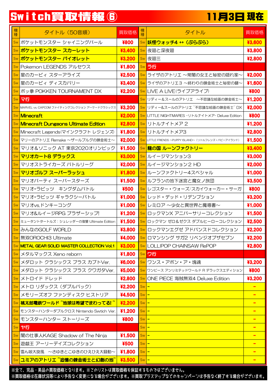 万代商店！ ゲーム＊Switch 他任天堂系 WEBチラシ | 万代書店 熊谷店