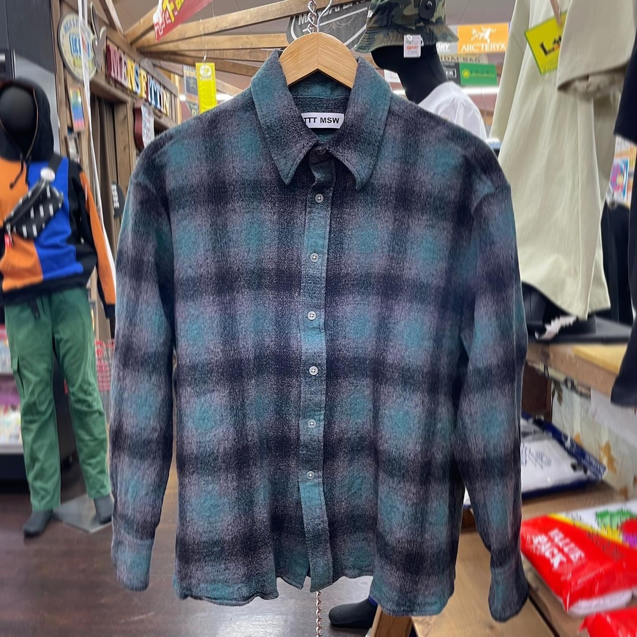 ttt msw 21AW wool cashmere check shirt - o2analises.com.br
