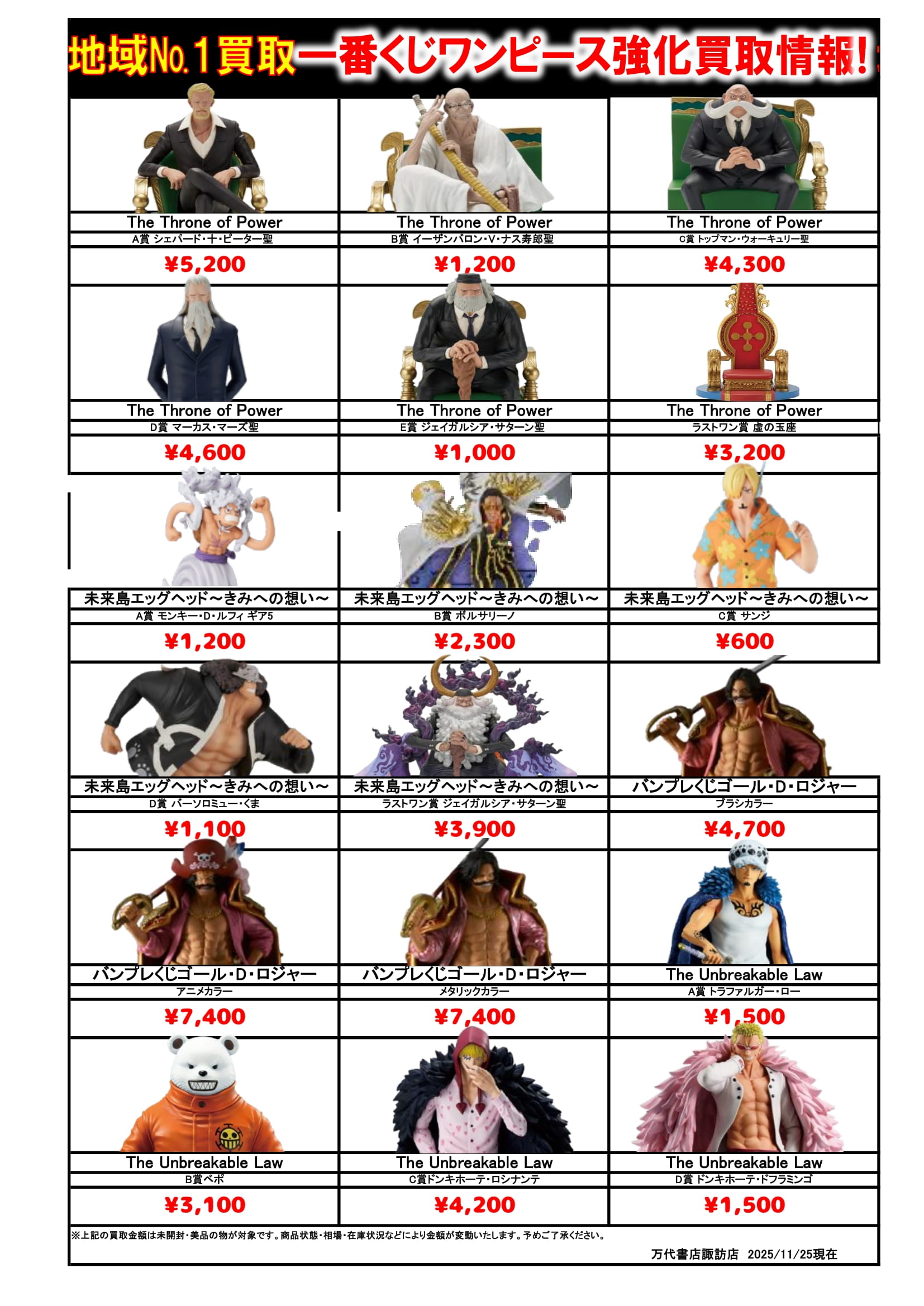 ドラゴンボール・ワンピース フィギュア WEBチラシ - 万代書店 諏訪店