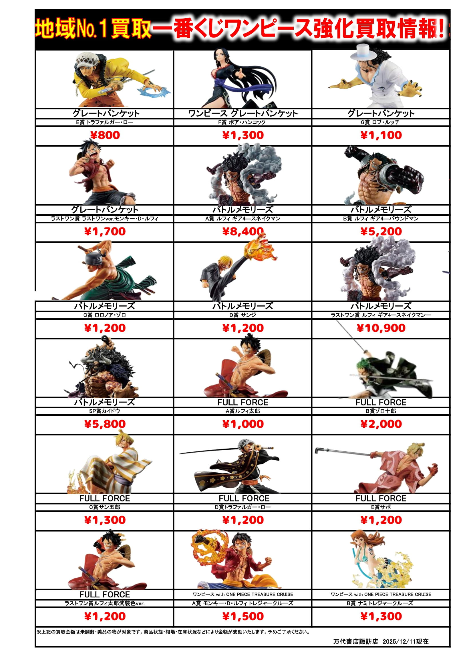 買い買うまん様 ドラゴンボール・ワンピース フィギュア WEBチラシ - 万代書店 諏訪店