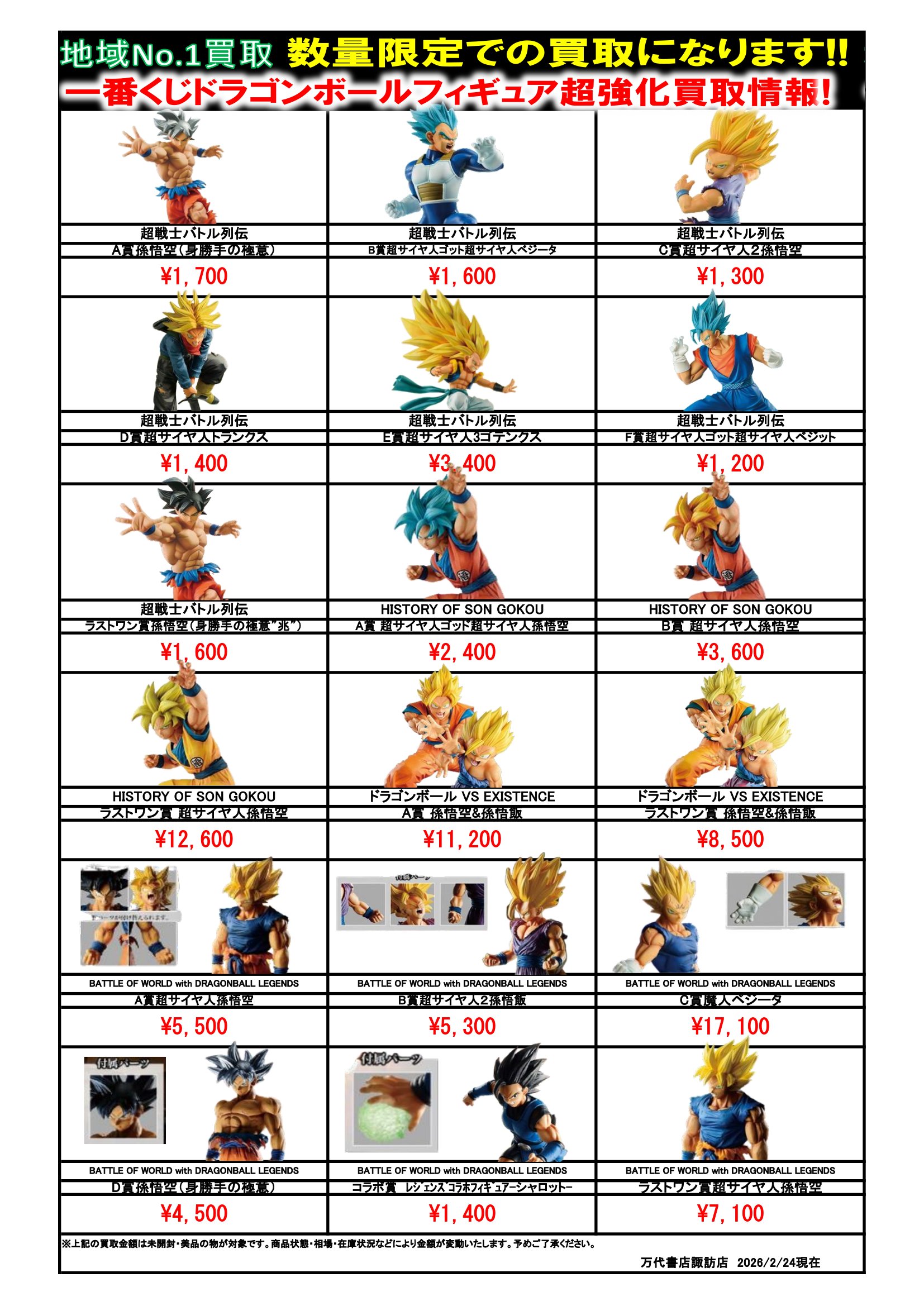ドラゴンボール・ワンピース フィギュア WEBチラシ - 万代書店 諏訪店