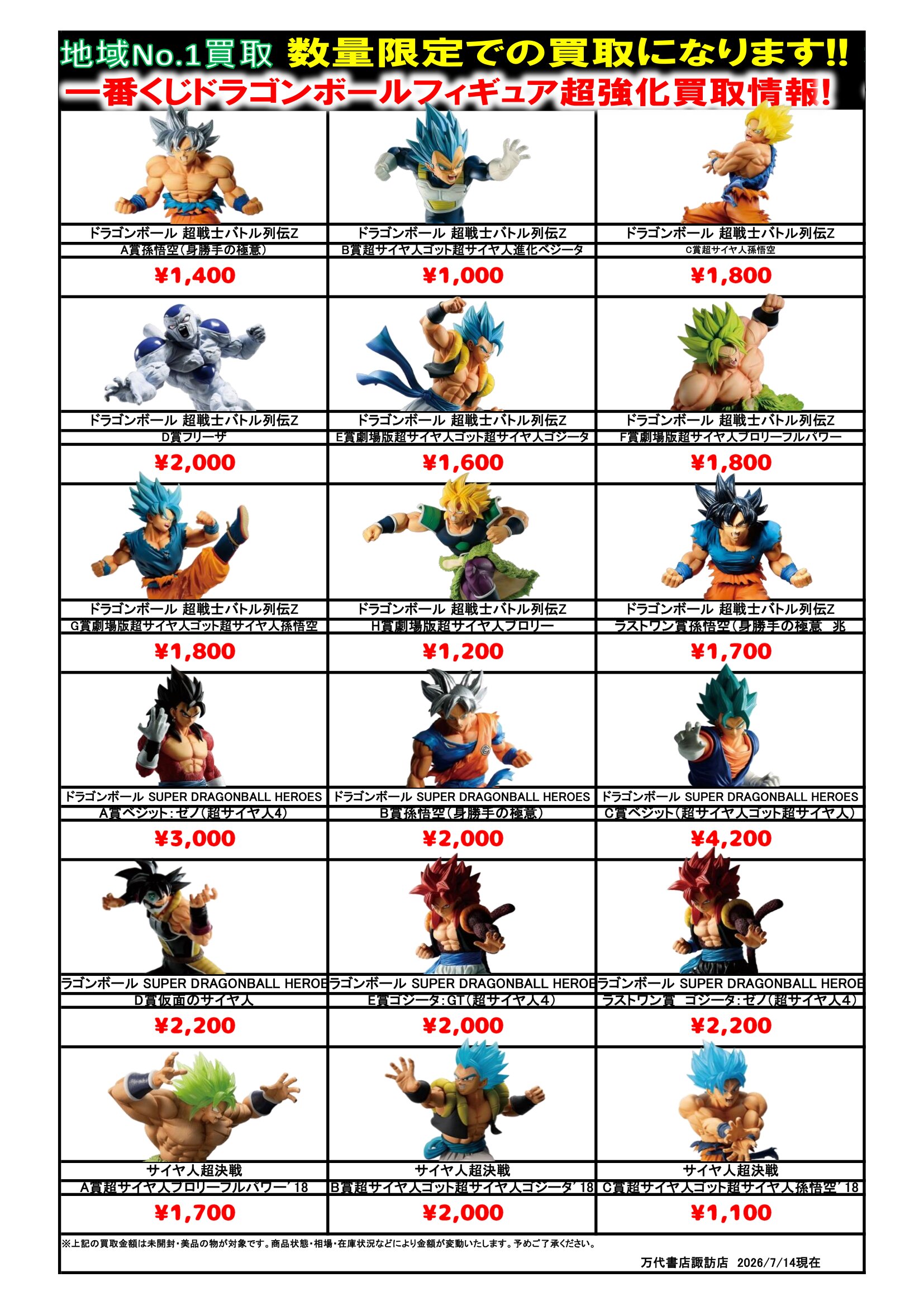 ドラゴンボール・ワンピース フィギュア WEBチラシ - 万代書店 諏訪店