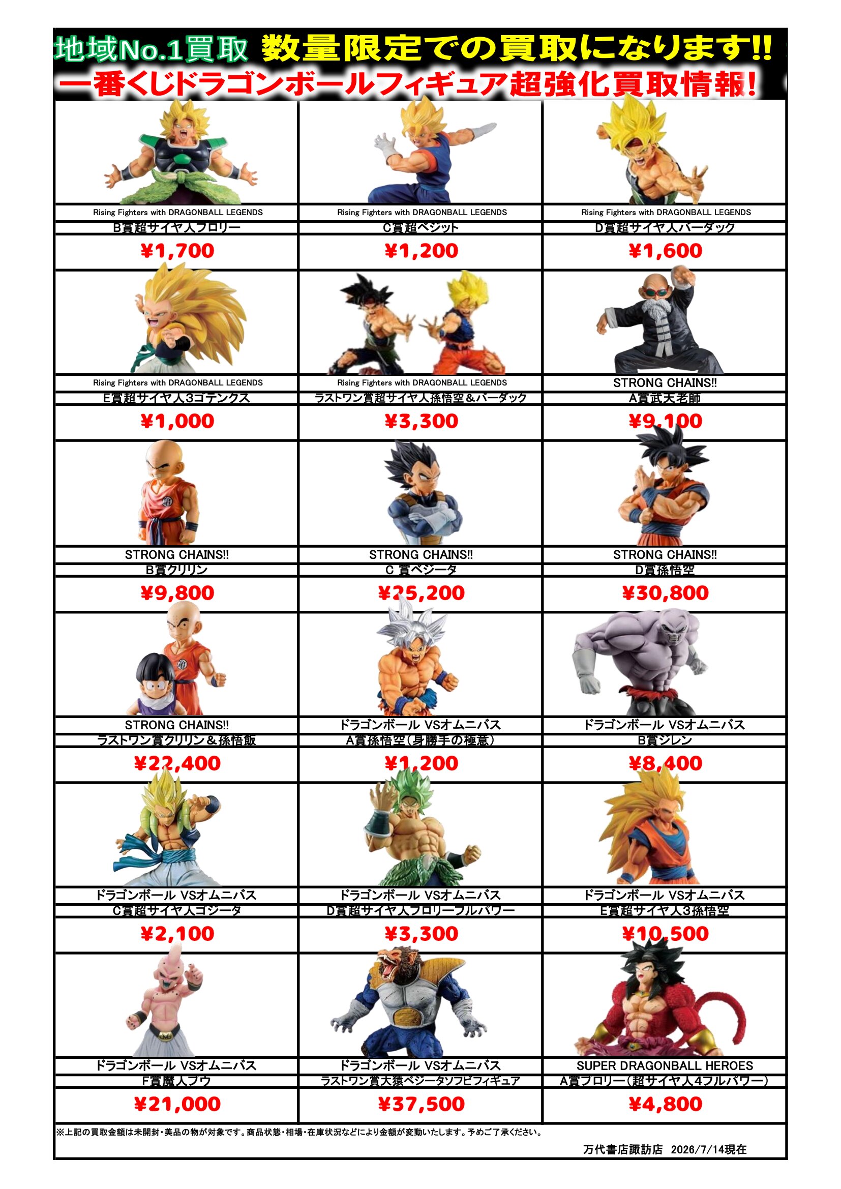 ドラゴンボール・ワンピース フィギュア WEBチラシ - 万代書店 諏訪店